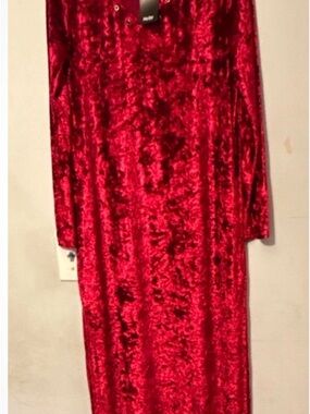 Red Velvet Long Sleeve Maxi Dress